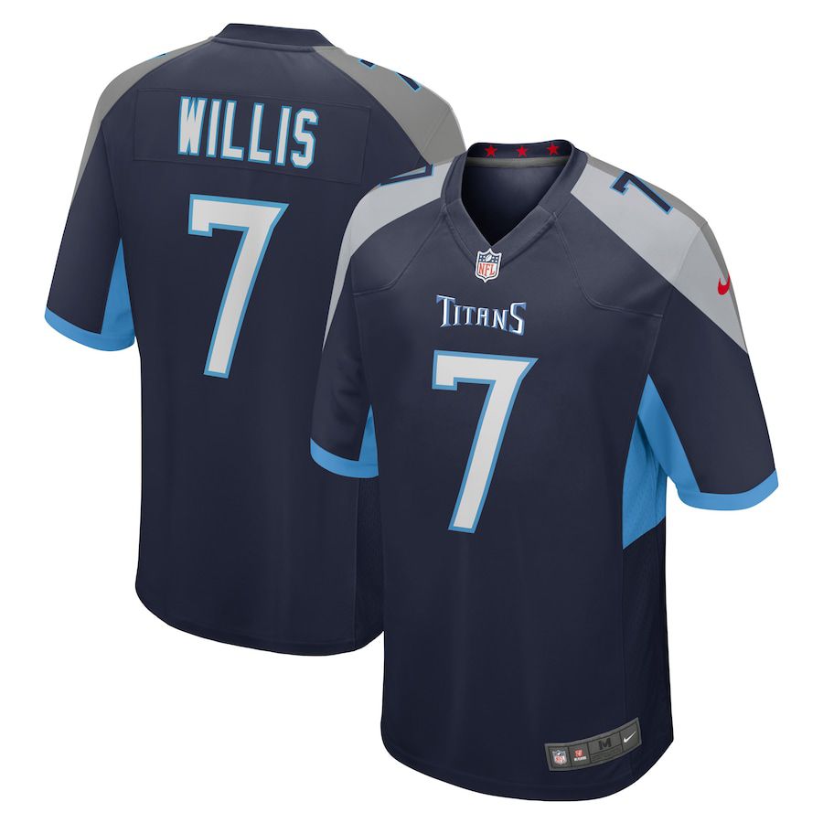 Men Tennessee Titans 7 Malik Willis Nike Navy 2022 NFL Draft Pick Player Game Jersey